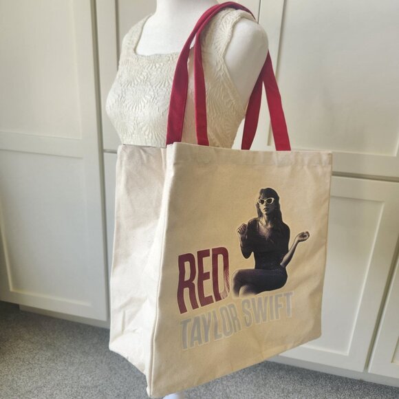 NEW Taylor Swift Red Era Canvas Tote Bag Swiftie School Beach Pool Gym Cute - Picture 1 of 9